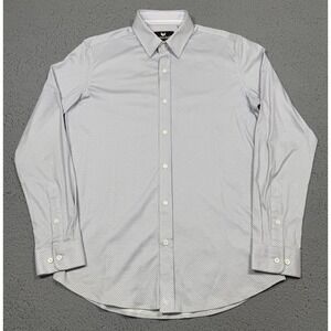 Buttercloth Dress Shirt Mens MT Blue Geometric Tall‎ Fit Button Front Cotton LS